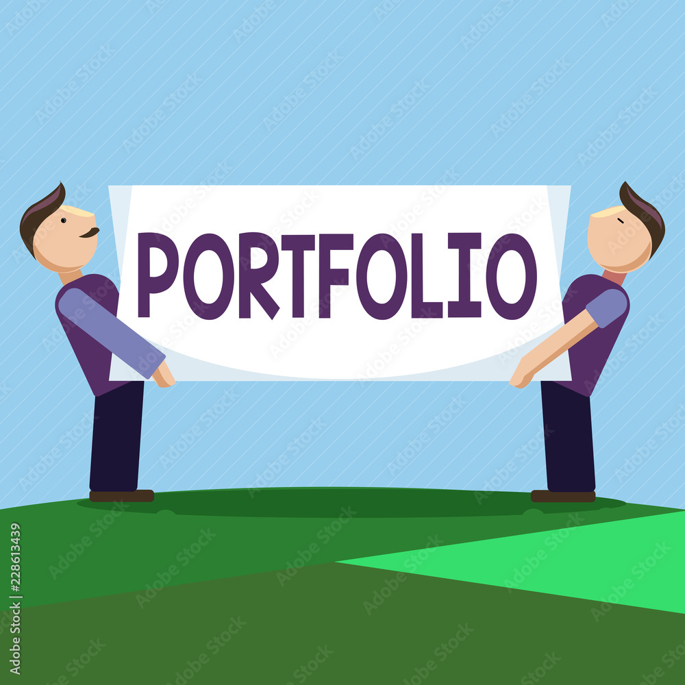 Poster conceptual hand writing showing portfolio. business photo text examples of work used to apply for a 