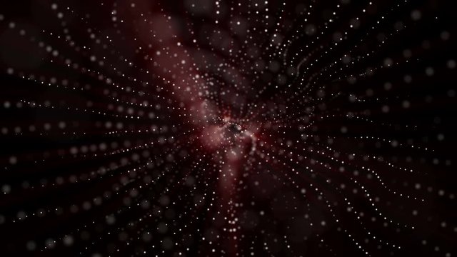 moving light particles on a black background. Abstract animated background. 3d rendering