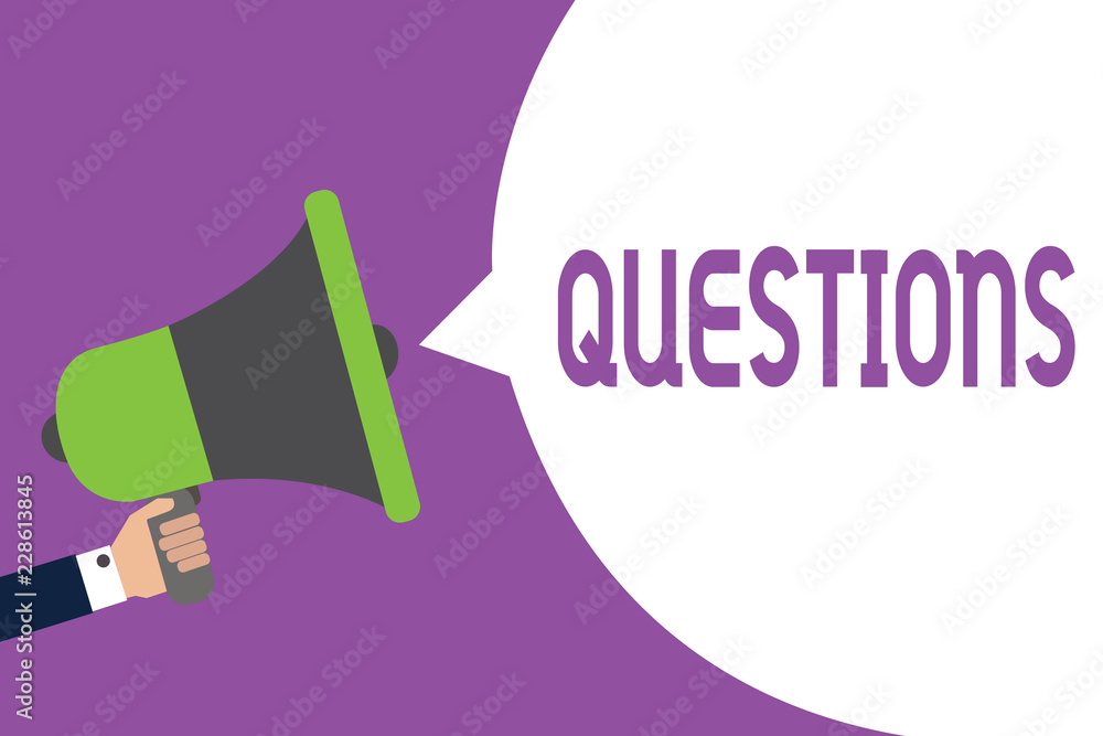 Poster word writing text questions. business concept for interrogative expression requesting answers asking