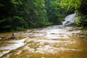 National park mountain river scenery in summer
