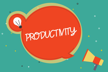 Text sign showing Productivity. Conceptual photo State or quality of being productive Effectiveness Success.