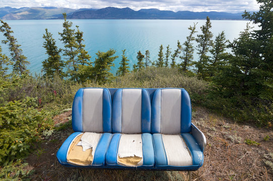 Lake Kluane, Yukon, With Blue Three Seat Couch