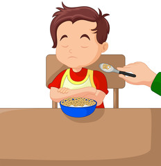Illustration of a boy eating cereals
