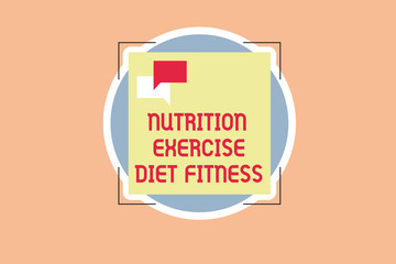Writing note showing Nutrition Exercise Diet Fitness. Business photo showcasing Healthy Lifestyle Weight loss analysisagement.