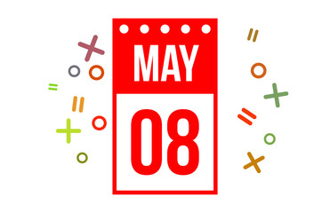 8 May Red Calendar Number