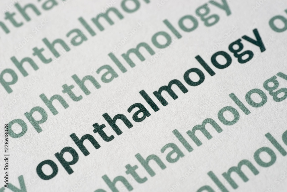 Wall mural word ophthalmology printed on paper macro