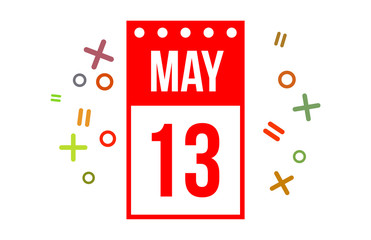13 May Red Calendar Number