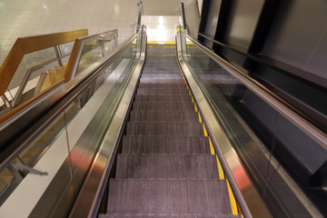 Looking down an escalator