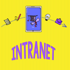 Word writing text Intranet. Business concept for local or restricted communications network especially private one.
