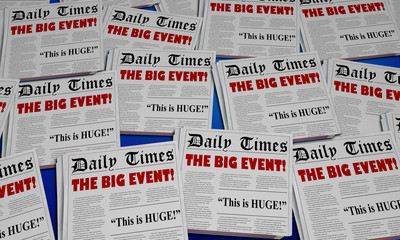 Big Event Announcement Party Conference Newspaper Headlines 34 Illustration