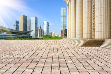 City square floor and modern commercial building scenery in Shenzhen