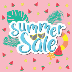Summer sale banner. Vector illustration