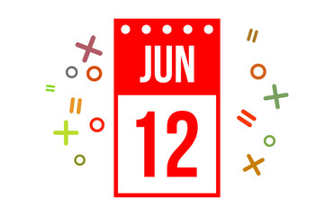 12 June Red Calendar Number