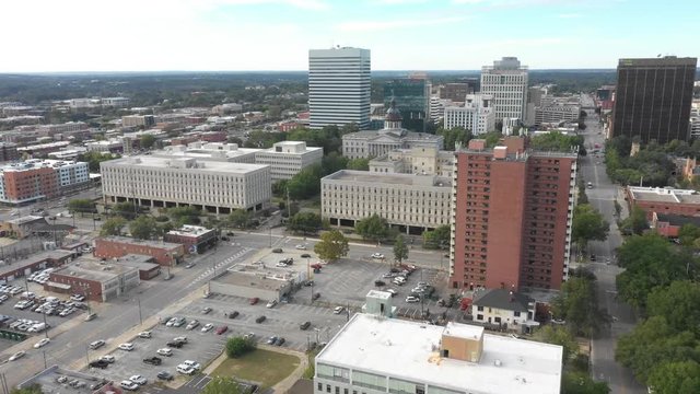 Columbia South Carolina downtown city aerial footage