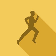Fototapeta na wymiar Businessman running forward. Abstract illustration. Modern lifestyle metaphor. Web icon with long shadows for application