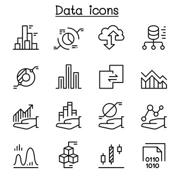Data diagram, Graph, Infographic icon set in thin line style