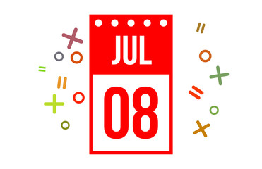 8 July Red calendar Number