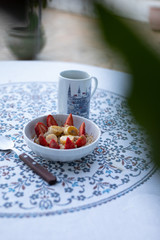 Breakfast with coffee and cereal