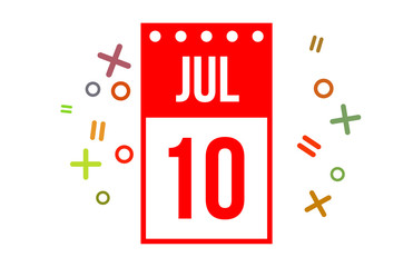 10 July Red calendar Number