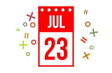23 July Red calendar Number