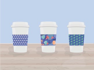 3 coffe cups vector
