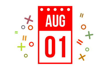 1 August Red Calendar Number