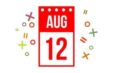 12 August Red Calendar Number