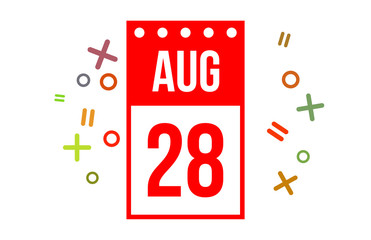 28 August Red Calendar Number