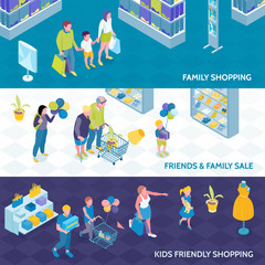 Family Shopping Isometric Banners