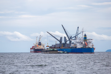 Marine cargo ship at Gulf of Thailand. Chonburi province , Thailand