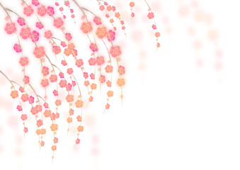 梅の花 寒中見舞い 年賀状　背景　水彩 イラスト