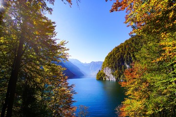 Mountain lake in fall