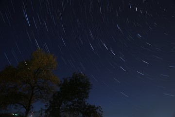 Fototapeta na wymiar star trails in night sky