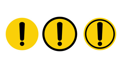 Yellow hazard warning attention sign with exclamation mark symbol set. Icon vector illustration