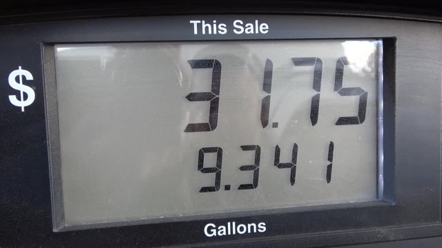 Gas meter while filling up car rolling through numbers