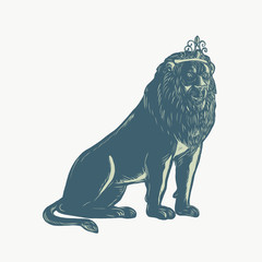 Lion Wearing Tiara Sitting Scratchboard