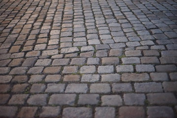 Background of Asymmetric Cobblestone Road Cobblestones in old centre of Berlin