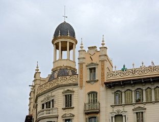 Fototapeta na wymiar Top of building on Avenue Diagonal, 438 in Barcelona, Spain.