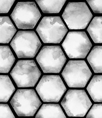 Watercolor similar pattern with grey hexahedron honeycombs