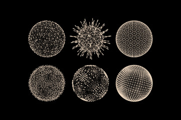 Sphere with connected lines. Global digital connections. Wireframe illustration. Abstract 3d grid design. Technology style.