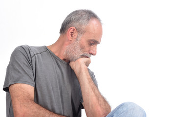 portrait of middle aged man on white