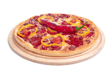 Fresh tasty pizza on white background. Clipping path