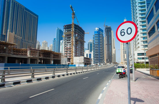 Small Street In Dubai City Downtown. UAE