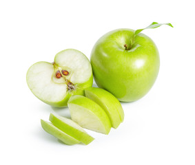 Fresh granny smith apples on white background
