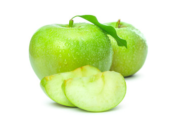 Ripe green apple isolated on a white background