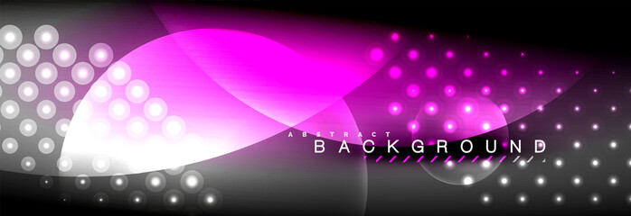 Vector blurred neon glowing circles with flowing and liquid light concept, energy magic fantastic abstract background