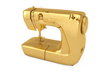 Golden Modern Sewing Machine. 3d Rendering