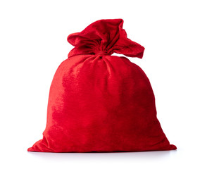 Santa Claus red bag, full, isolated on white background. File contains a path to isolation.