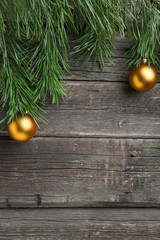 Golden christmas tree baubles