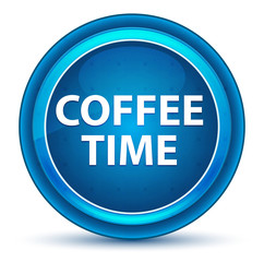 Coffee Time Eyeball Blue Round Button